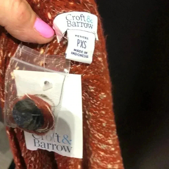 Croft & Barrow Knit Button down cardigan/ sweater,front pockets,cognac color - Picture 10 of 12